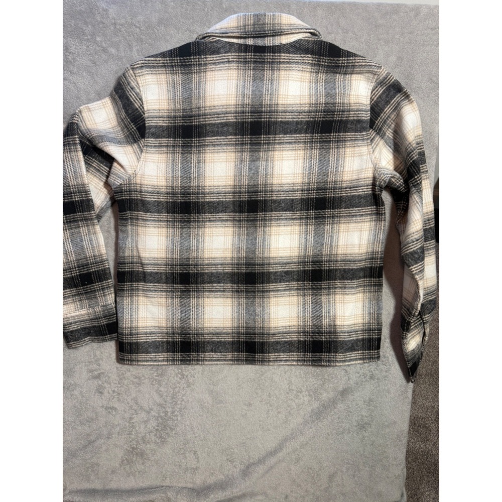 Women's Steve Madden Plaid Jacket Black Tan Cream Flannel Jacket CL42549W M - Picture 9 of 9